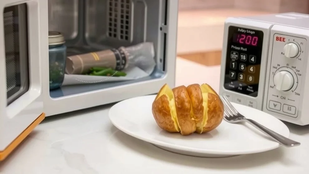 Bakad potatis i micro på 5 minuter